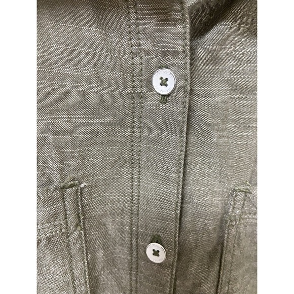 Carhartt Women's M 8/10 Olive Green Brushed 100% Cotton Button Down Shirt Fall - Picture 4 of 11